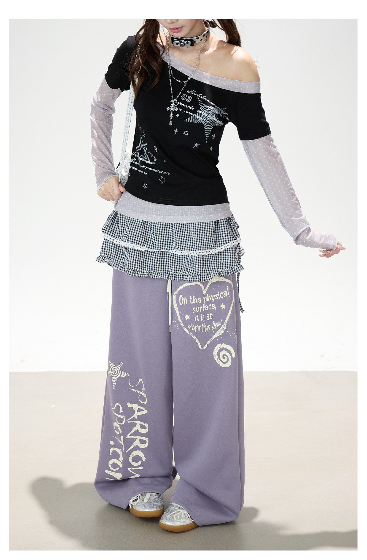 Heart Graffiti Wide-Leg Sweatpants