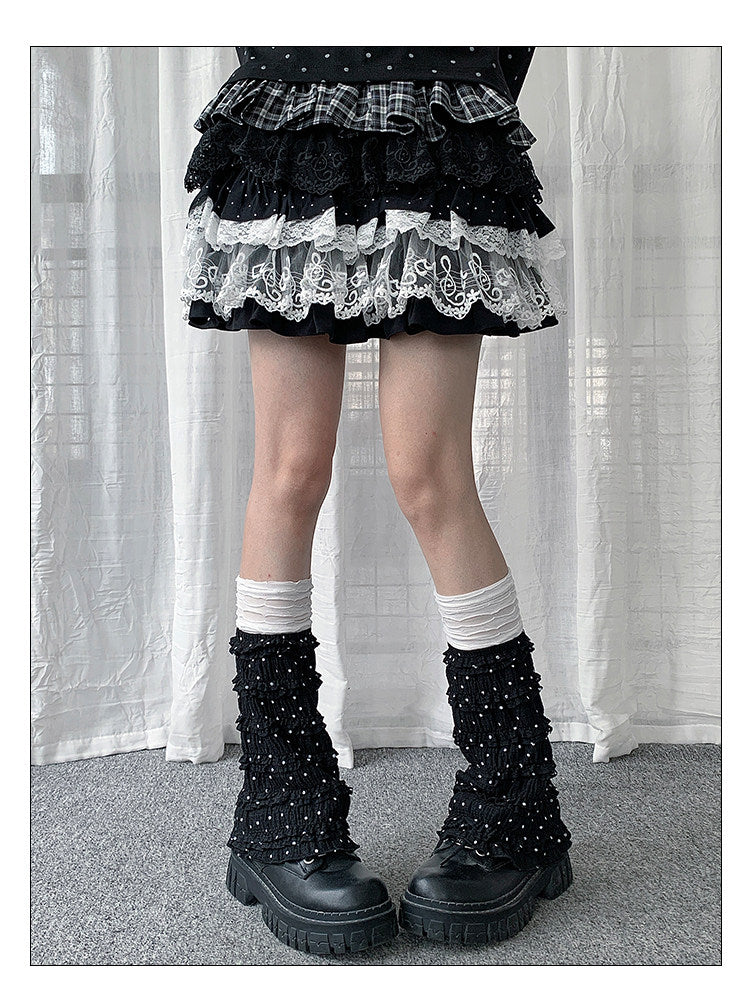 Polka Dot Ruffle Layered Leg Warmers