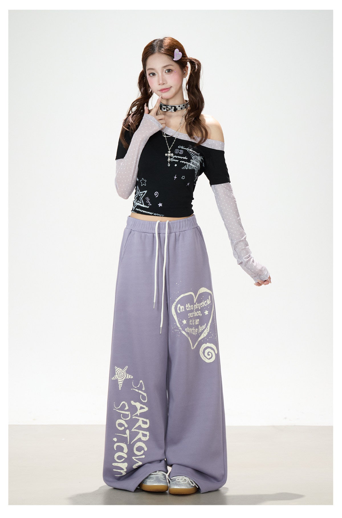 Heart Graffiti Wide-Leg Sweatpants
