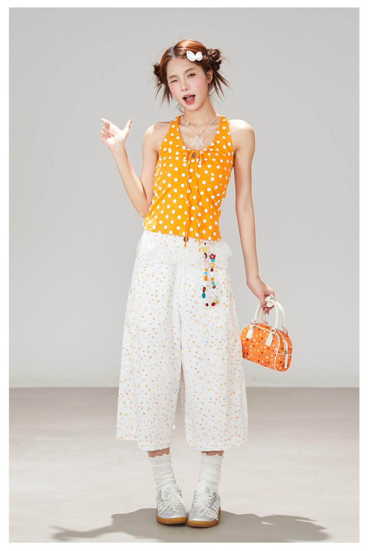 White Star Wide Leg Pants