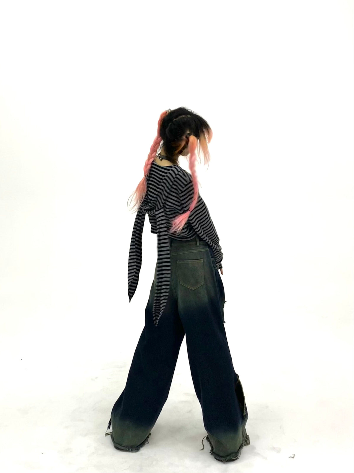 Shadow Stripe Bunny Ear Zip Hoodie