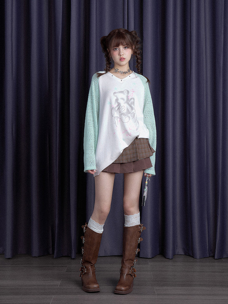 White Night Angel Wing Sheer Long Sleeve Top