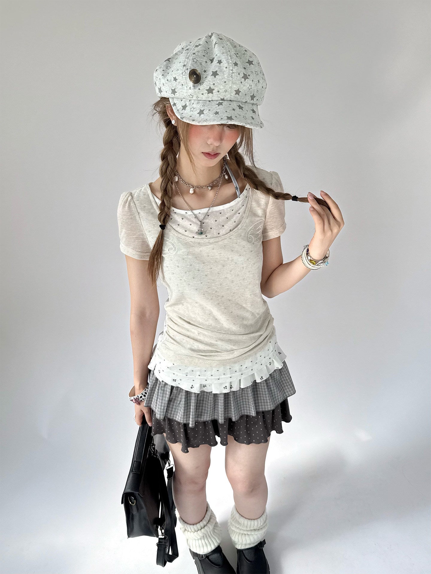 Angel Cat Back-Tie Layered Lyocell Tee