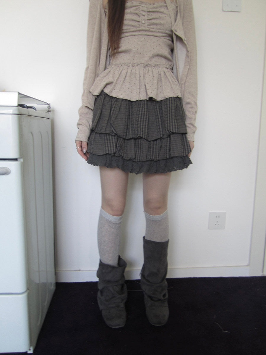 Plaid Layered Ruffle Mini Skirt