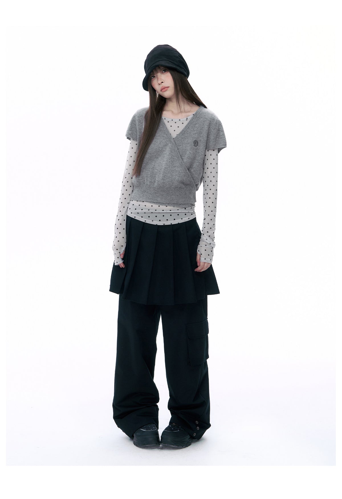 Wool Wrap-Tie V-Neck Knit Top