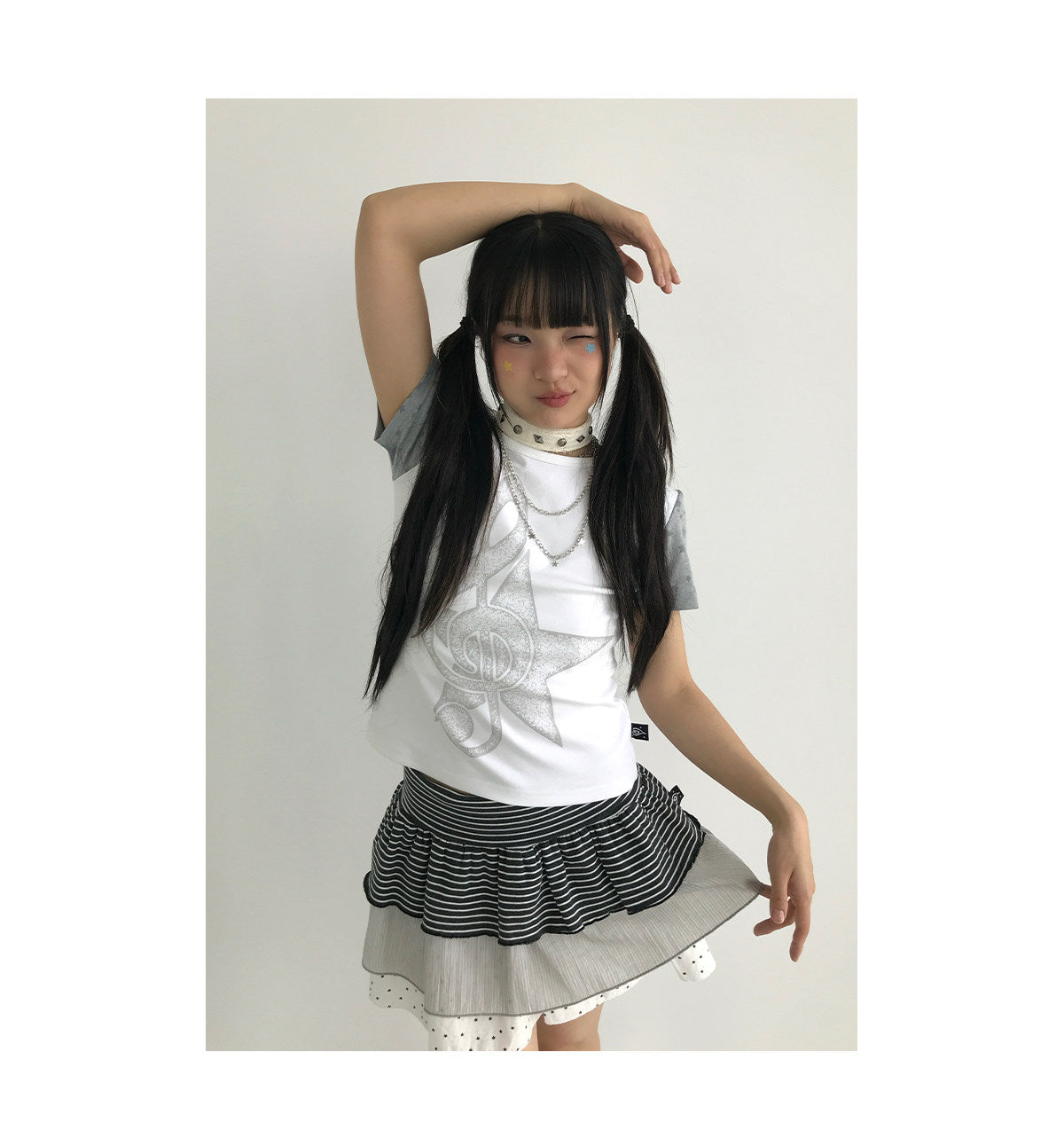 Trio Stripe Star Tiered Mini Skirt