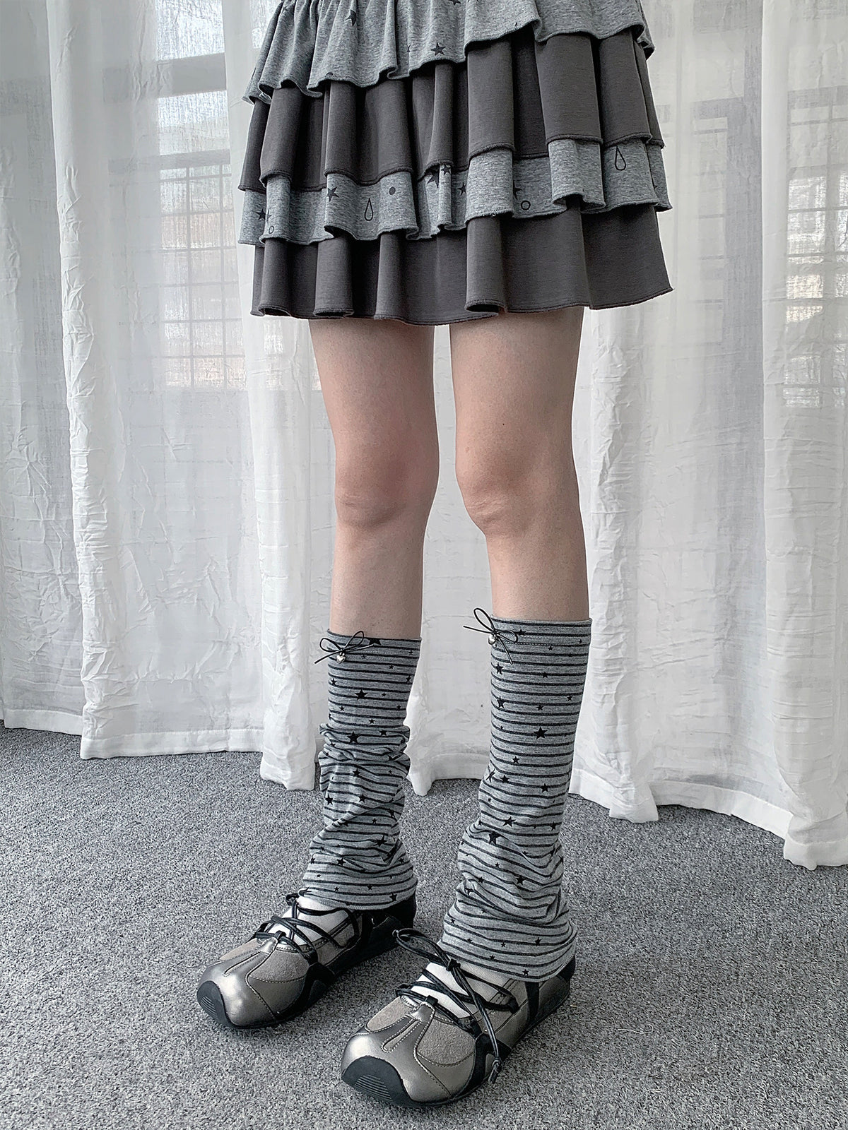 Star Stripe Bow Slouch Leg Warmers