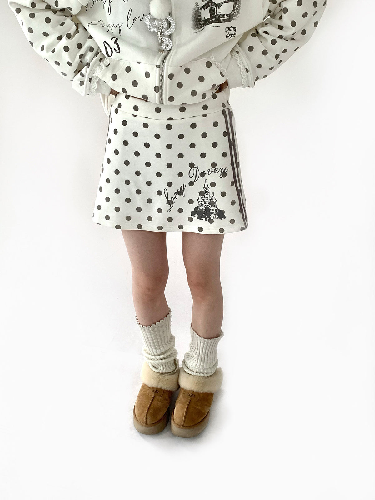 Polka Dot Dream Castle Low-Rise Mini Skirt