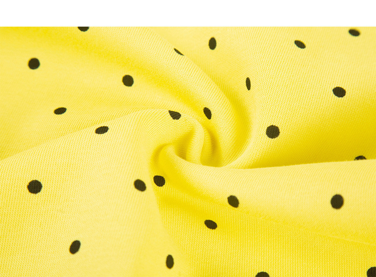 Polka-Dot Music Note Embroidered Wide-Leg Pants