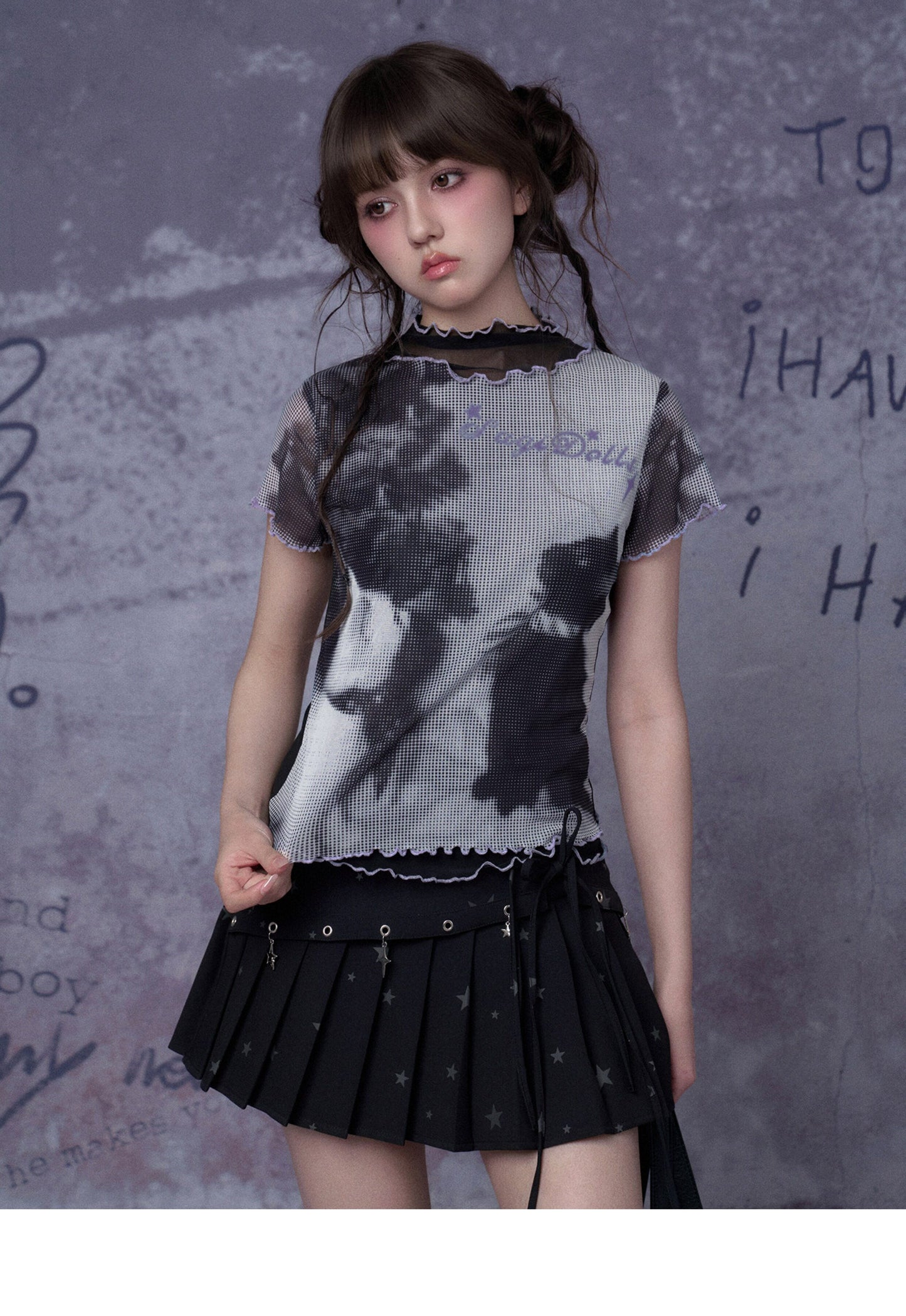 Midnight Cat Double-Layer Mesh Tee