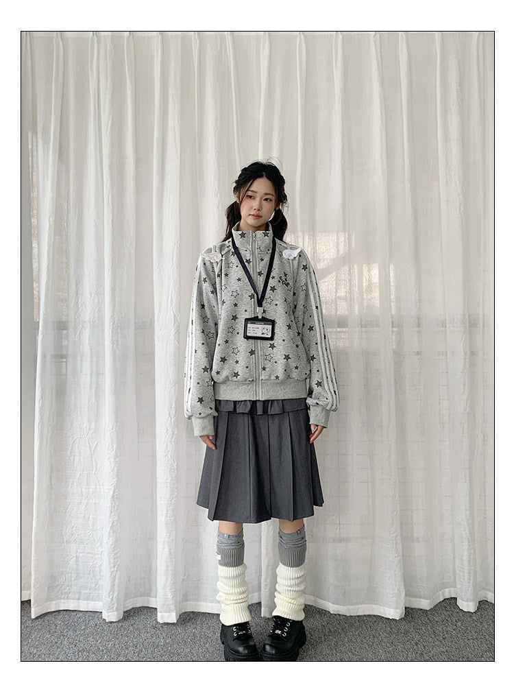 Allover Star Print Track Zip Jacket