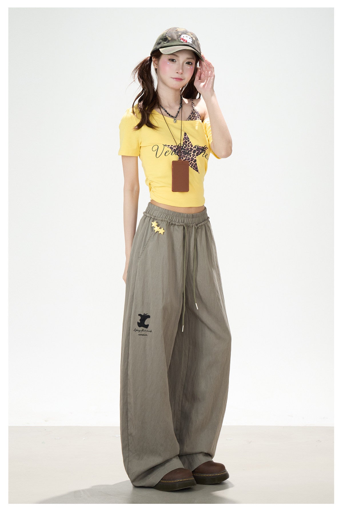 Leopard Star Off-Shoulder Layered Tee