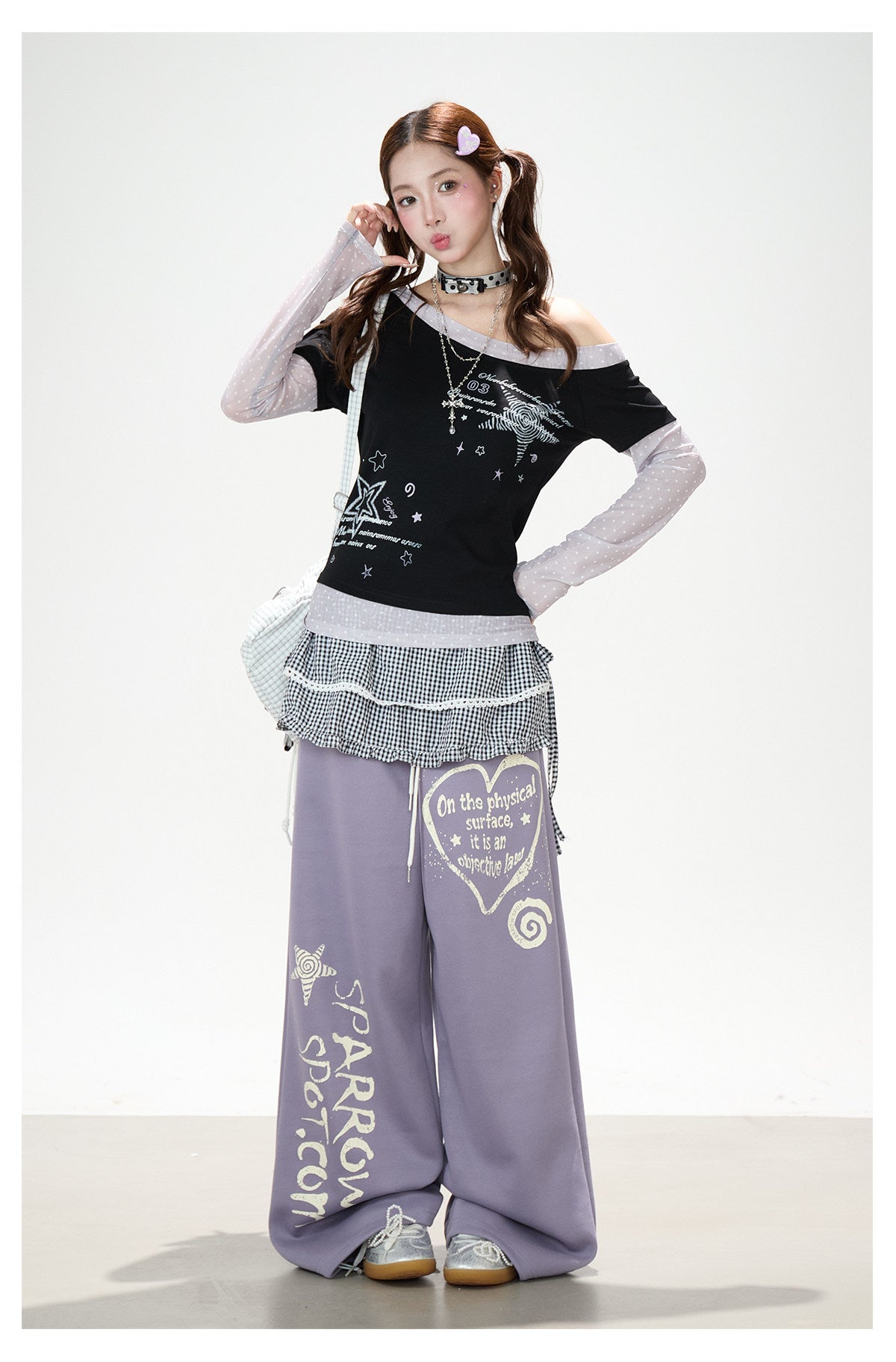 Heart Graffiti Wide-Leg Sweatpants