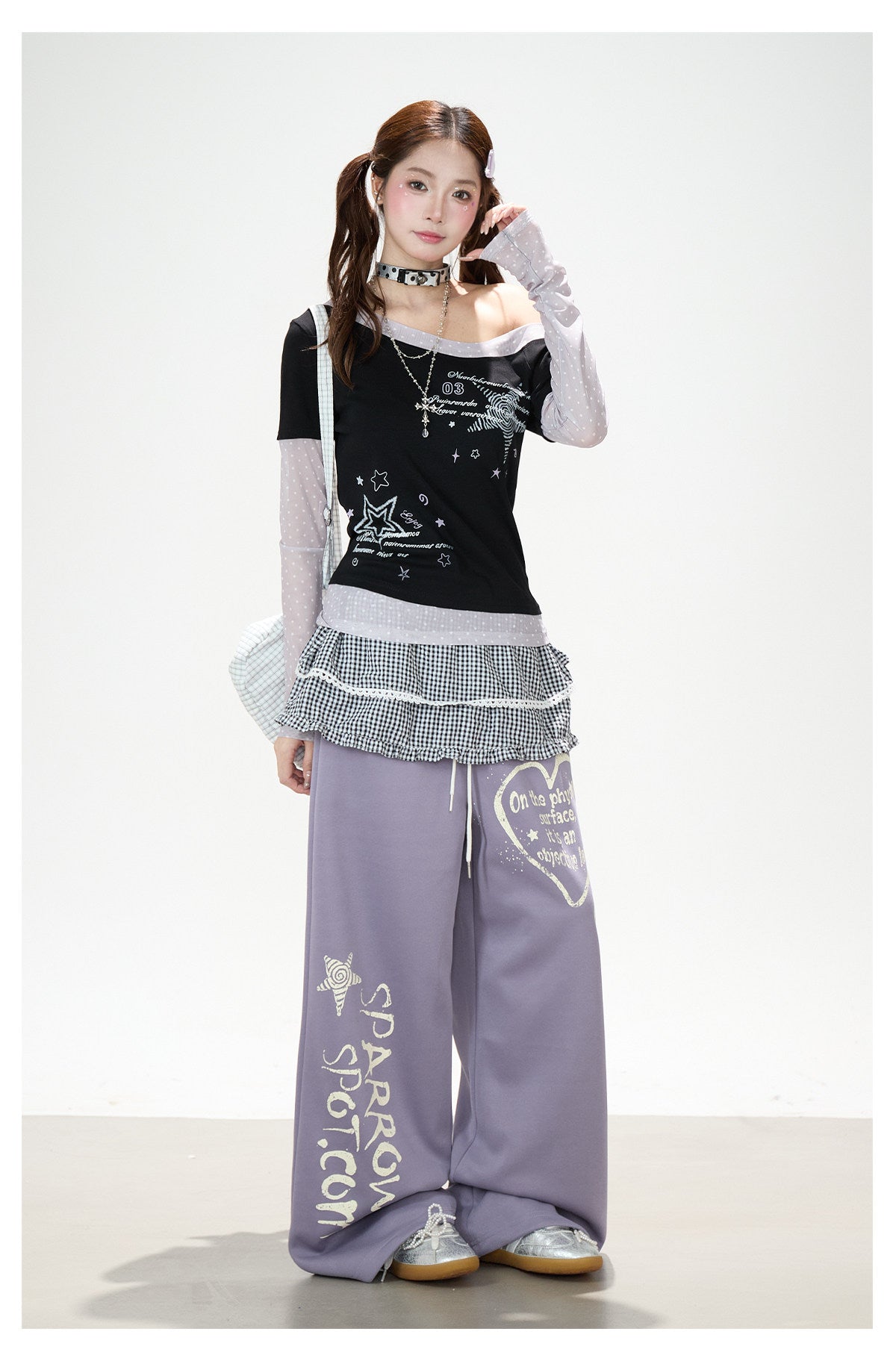 Heart Graffiti Wide-Leg Sweatpants