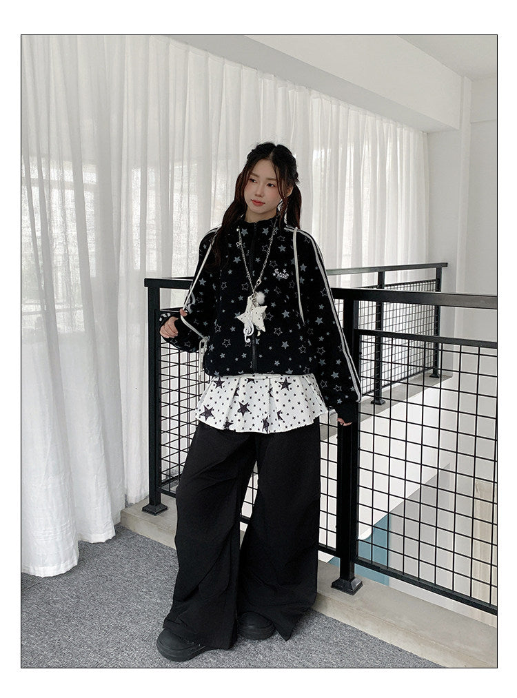 Allover Star Print Track Zip Jacket