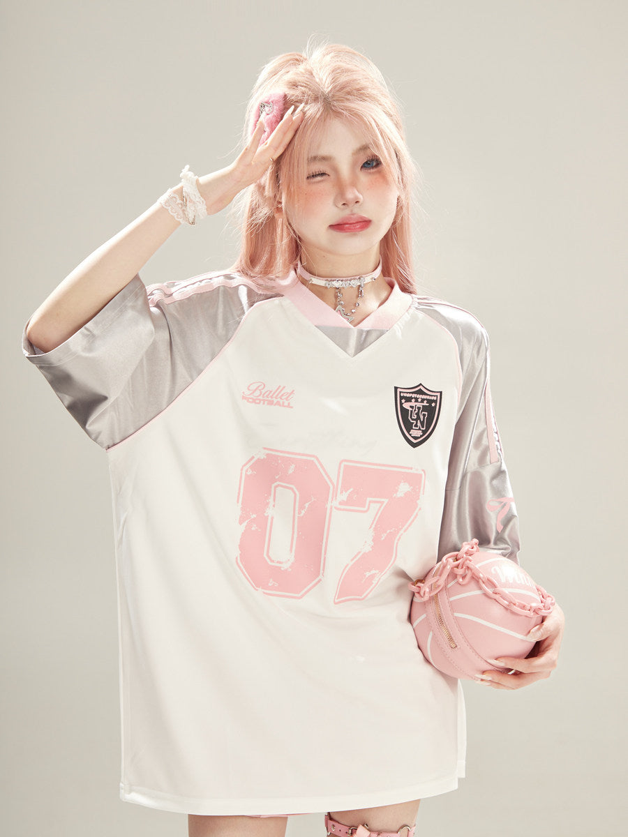 "07" Football-Trikot | Amekaji Girly Oversize T-Shirt