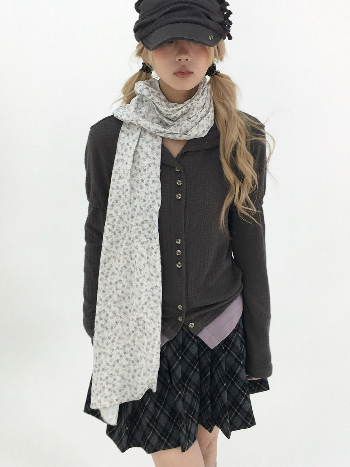 Winter Haze Ditsy Floral Gauze Scarf