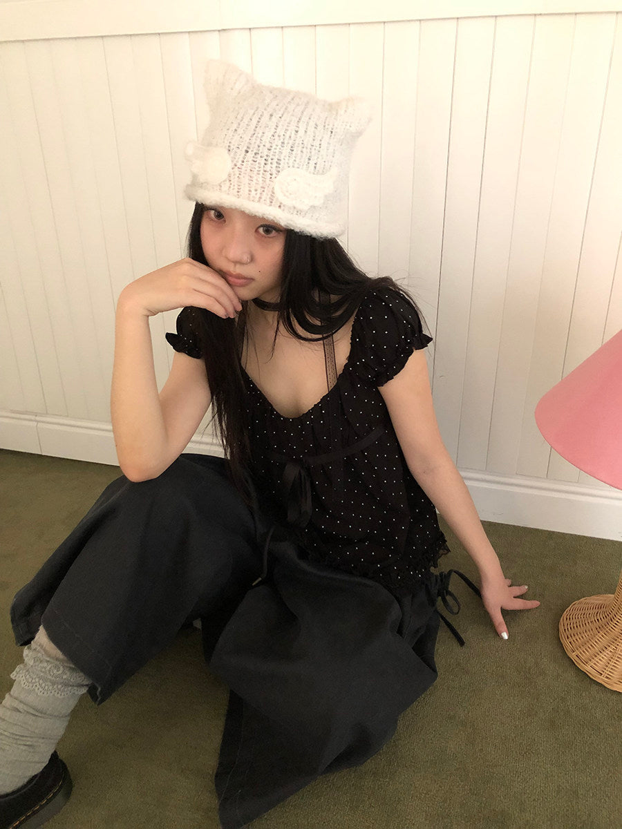 Handmade Angel Wing Cat-Ear Knit Beanie