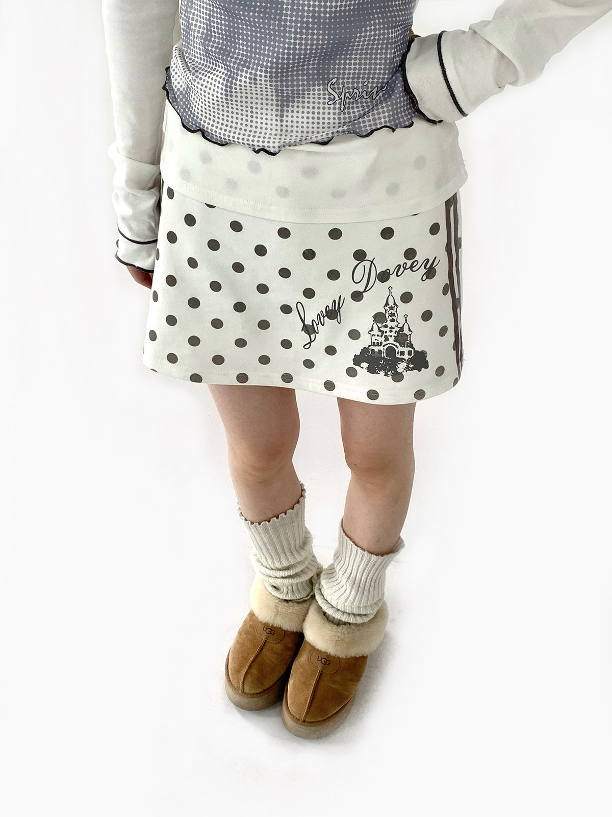 Polka Dot Dream Castle Low-Rise Mini Skirt
