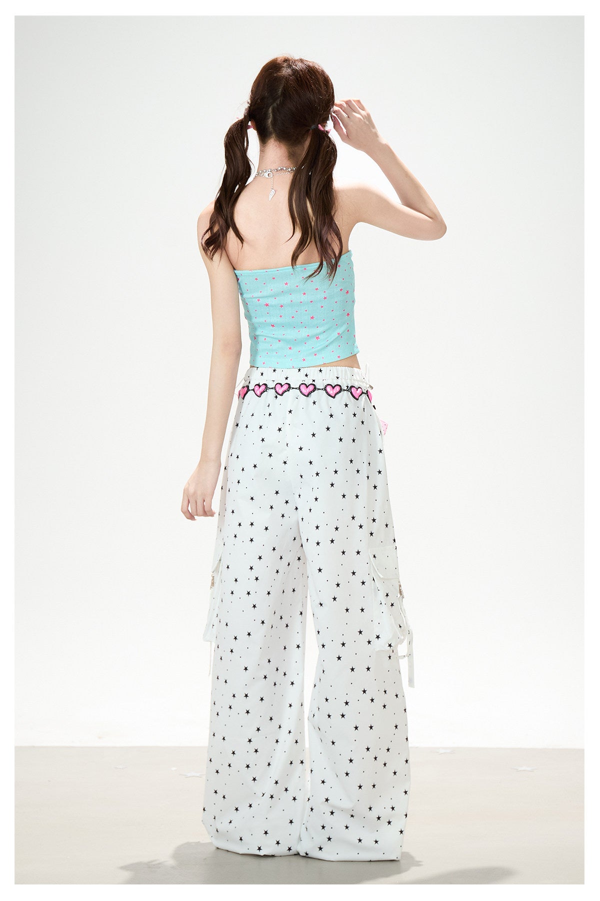 Allover Star Cargo Wide Leg Pants