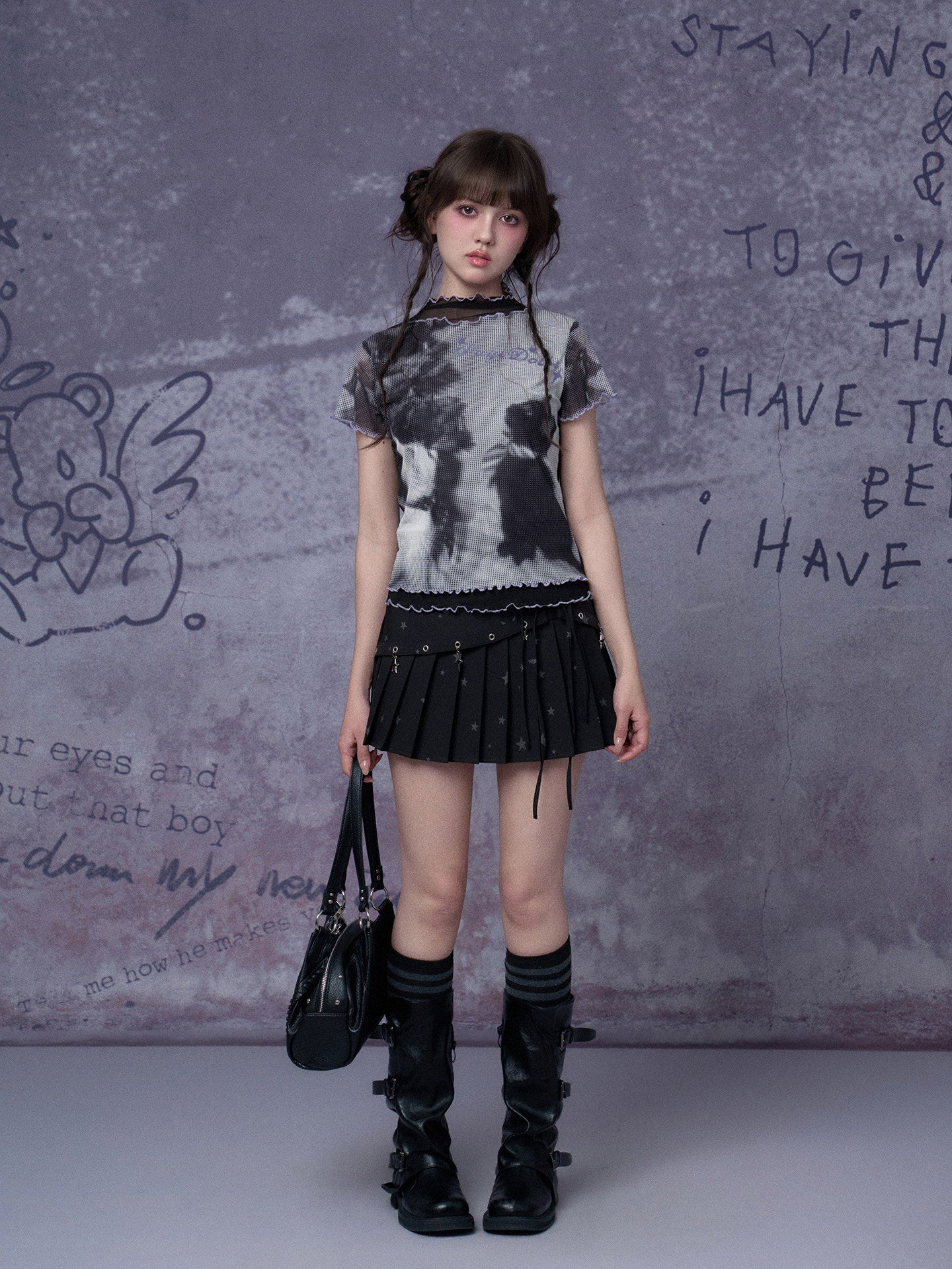 Midnight Cat Double-Layer Mesh Tee