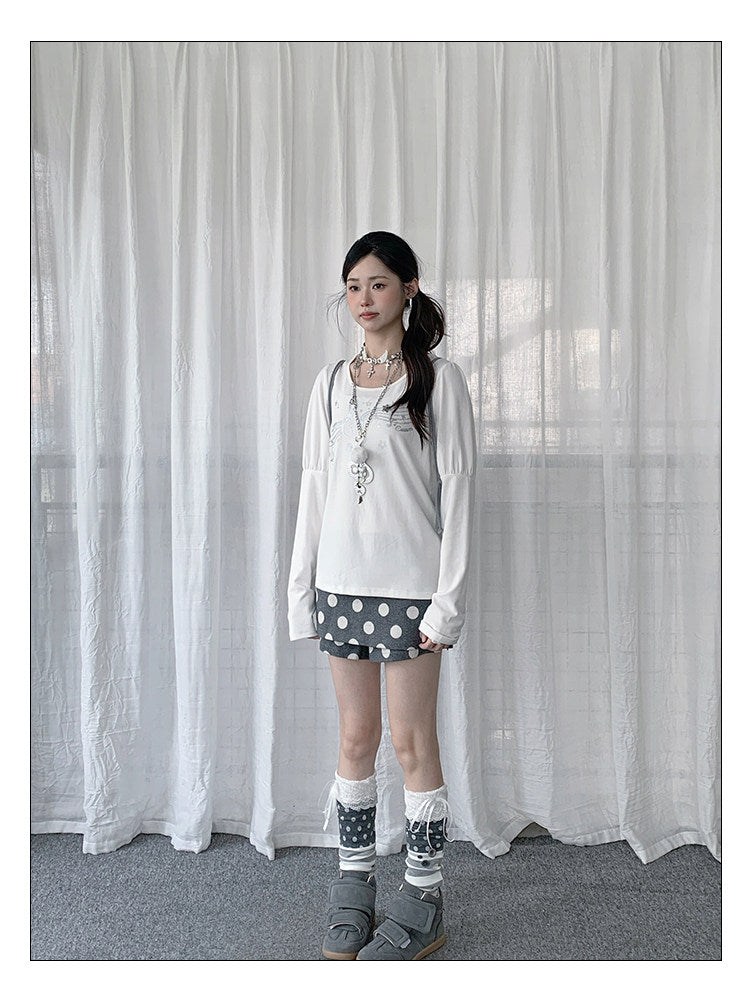 Wish Melody Puff-Sleeve Long Sleeve Top