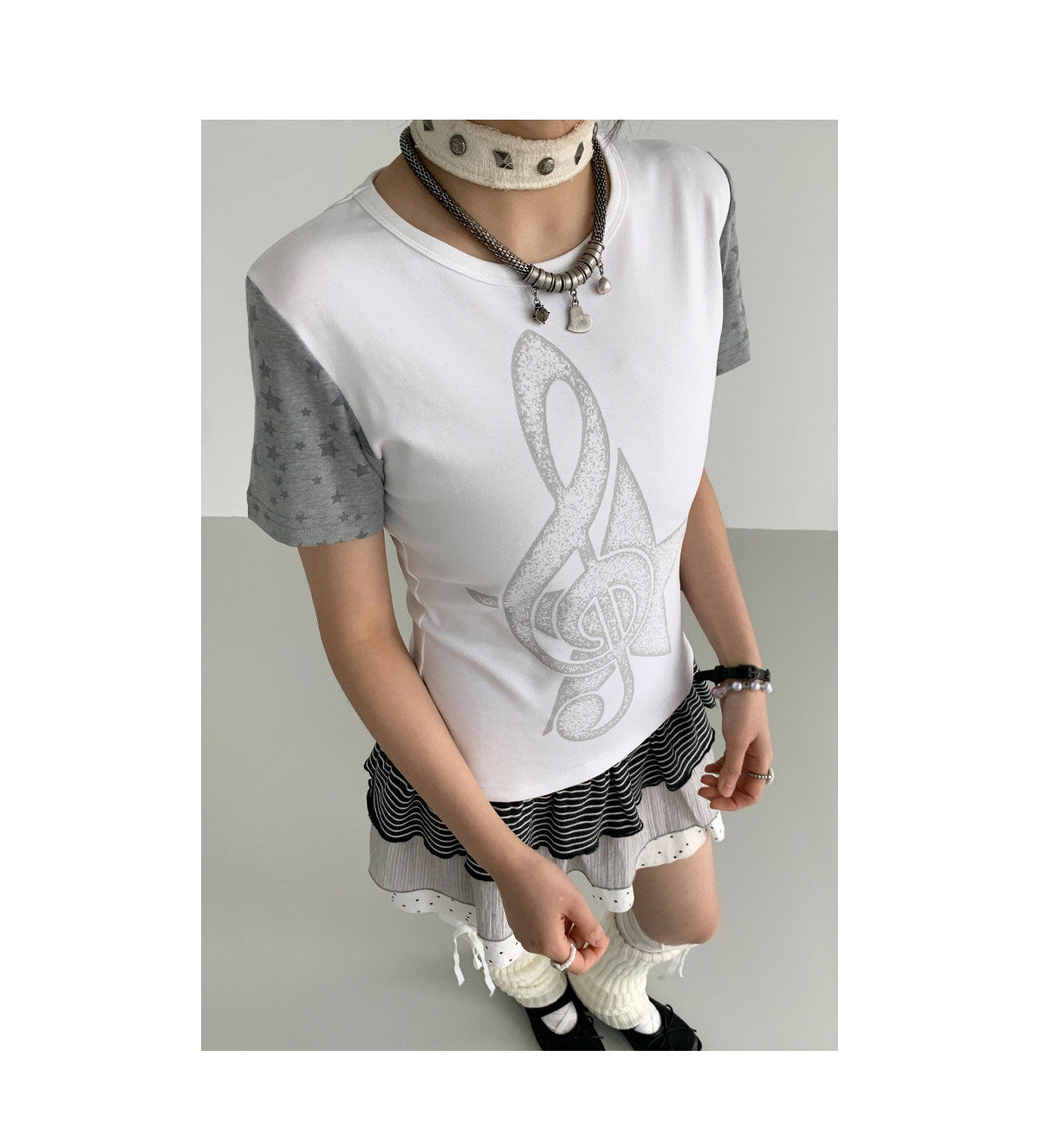 Faded Treble Star-Sleeve Graphic Tee