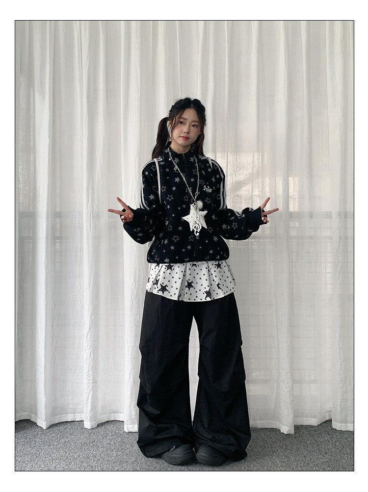 Allover Star Print Track Zip Jacket