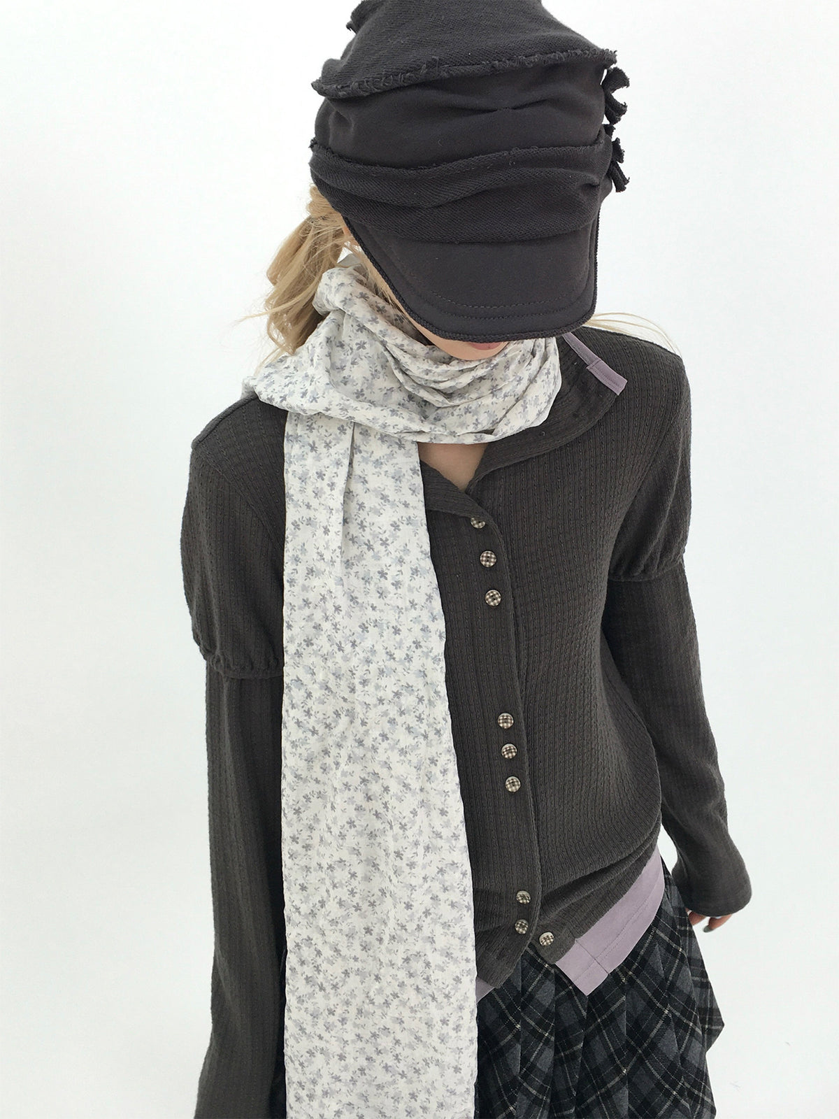 Winter Haze Ditsy Floral Gauze Scarf
