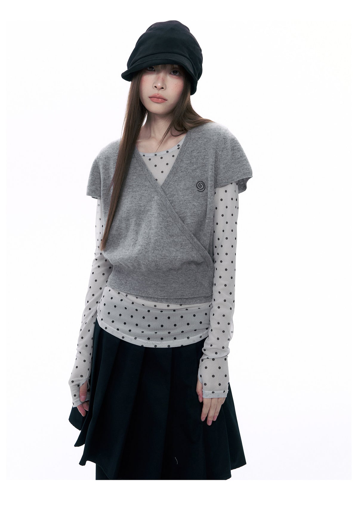 Wool Wrap-Tie V-Neck Knit Top