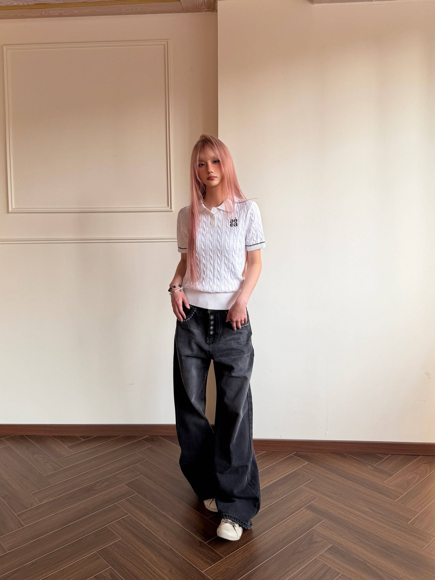 Cable Knit Polo — Old Money College Cropped
