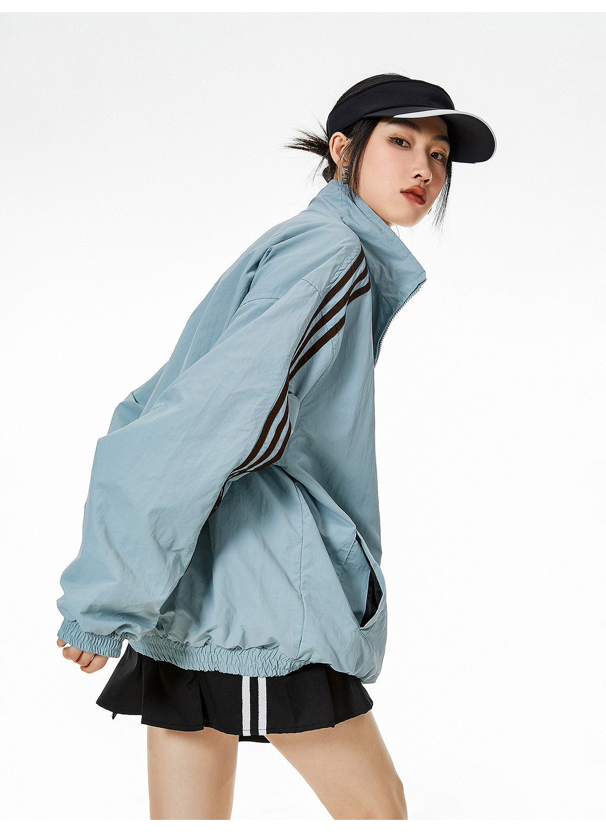 Reversible Nylon Stadium Jacket — 3-Stripe Embroidery
