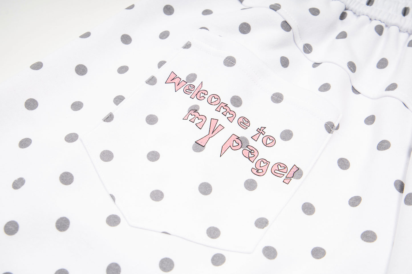 Pastel Doodle Polka Dot Wide-Leg Pants
