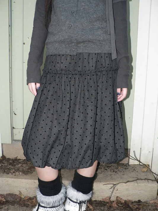 Polka Dot Balloon Midi Skirt