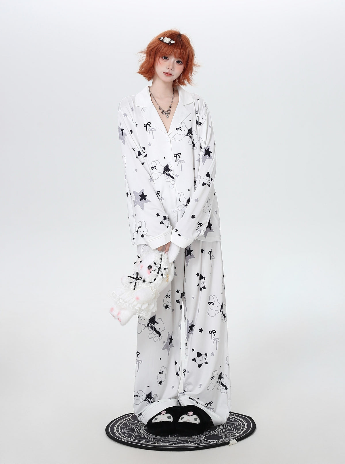 Bunny Star Print Long-Sleeve Pajama Set