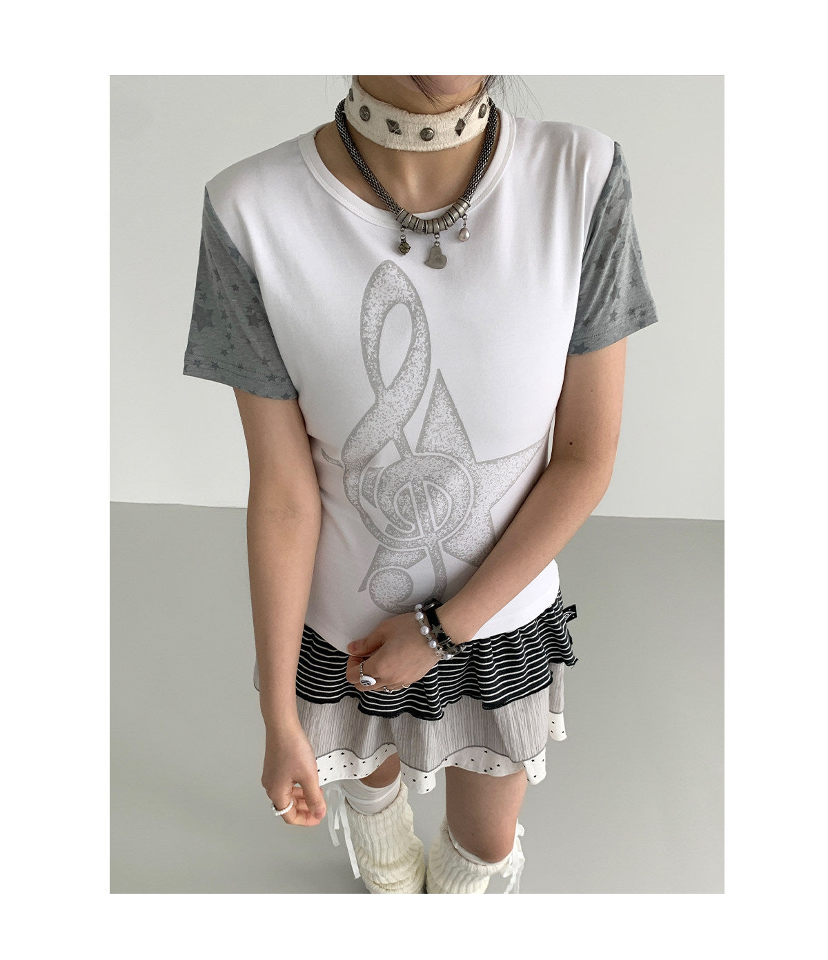 Faded Treble Star-Sleeve Graphic Tee
