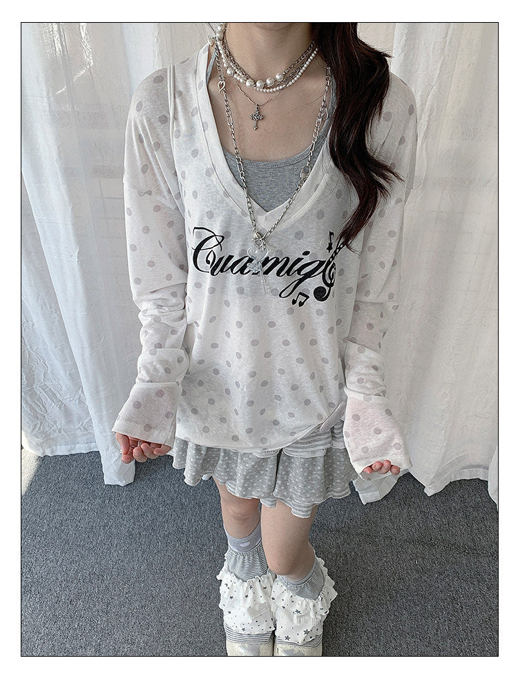 Star Veil Halter Two-Piece Long Sleeve Top Set