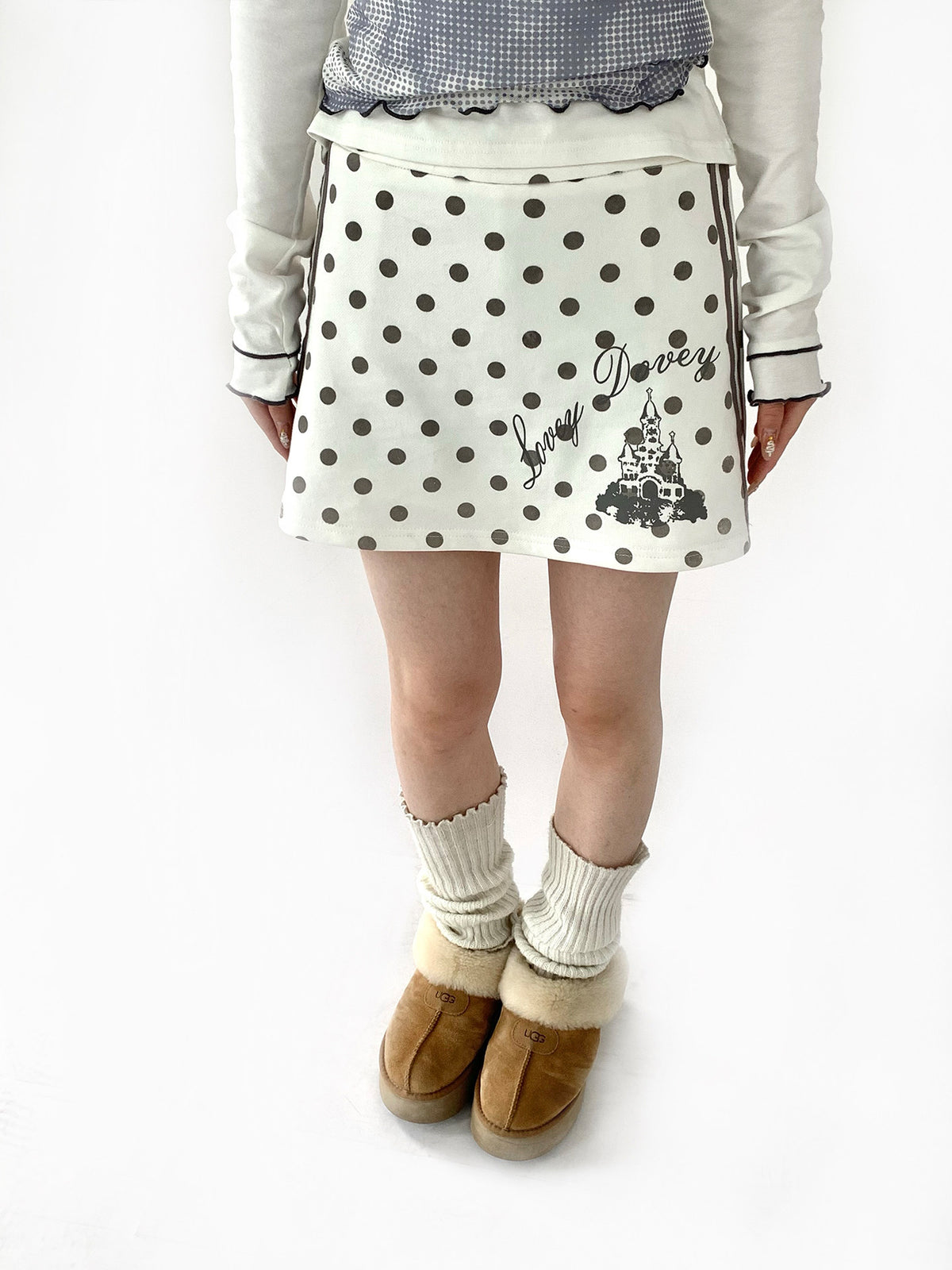 Polka Dot Dream Castle Low-Rise Mini Skirt