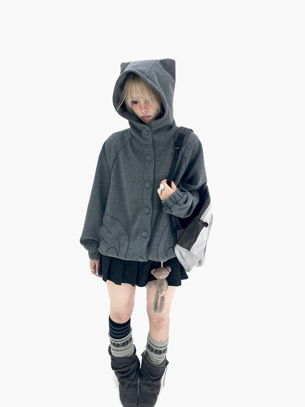 Midnight Star Pleated Mini Skirt with Teddy Charm