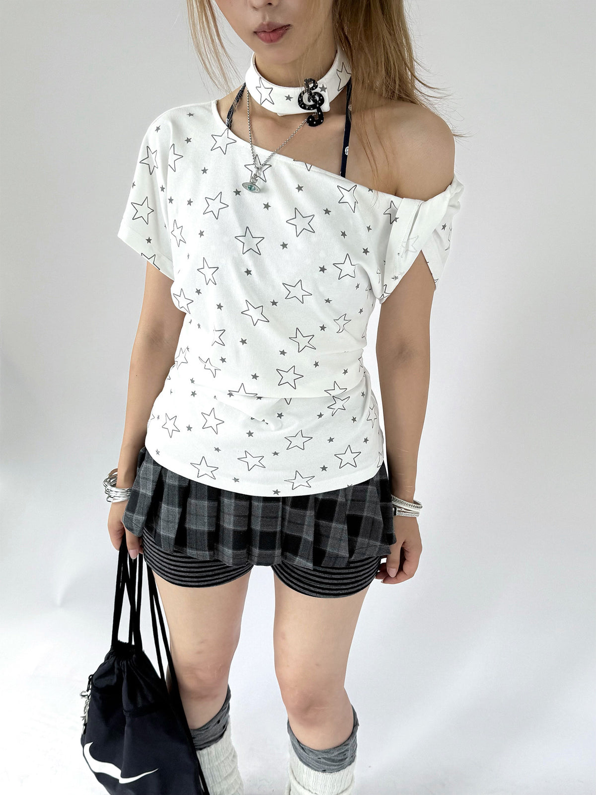 Plaid Pleated Layered Skort