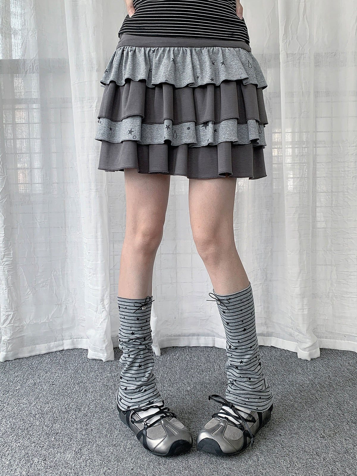 Star Stripe Bow Slouch Leg Warmers