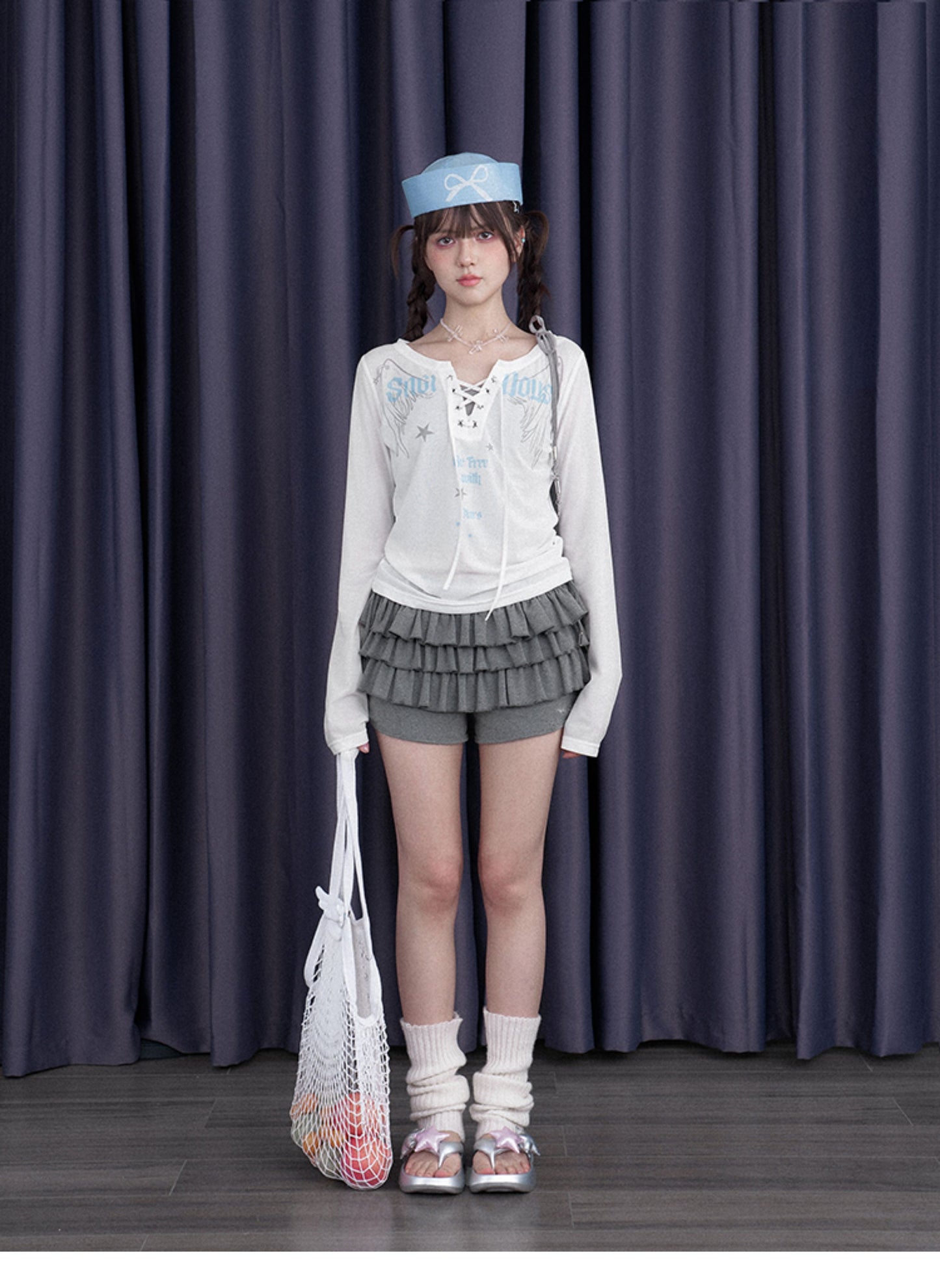 White Night Angel Wing Layered Top