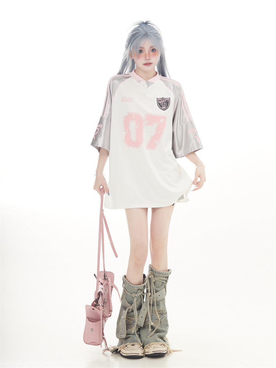 "07" Football-Trikot | Amekaji Girly Oversize T-Shirt