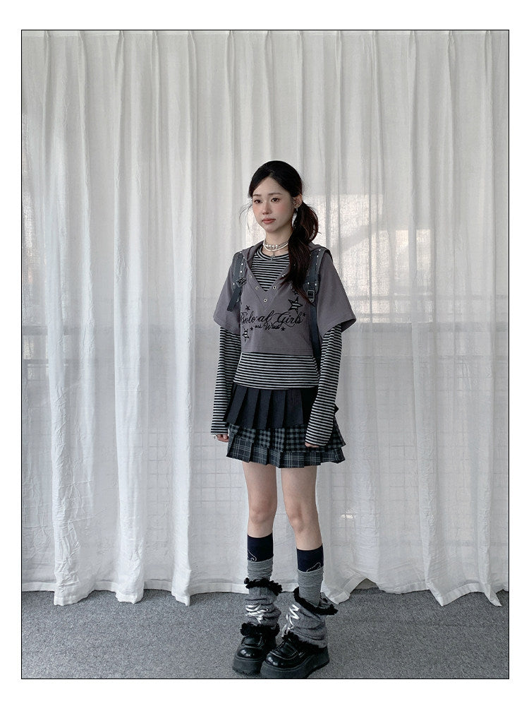 Star Whisper Layered Hoodie Two-Piece Top Set