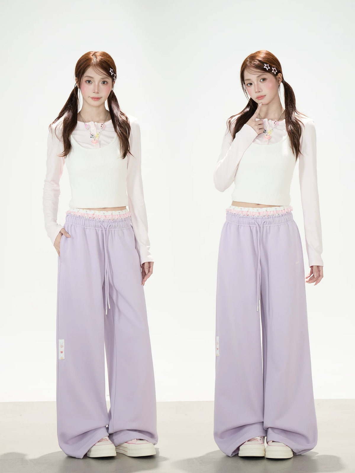 Purple Wide-Leg Sweatpants