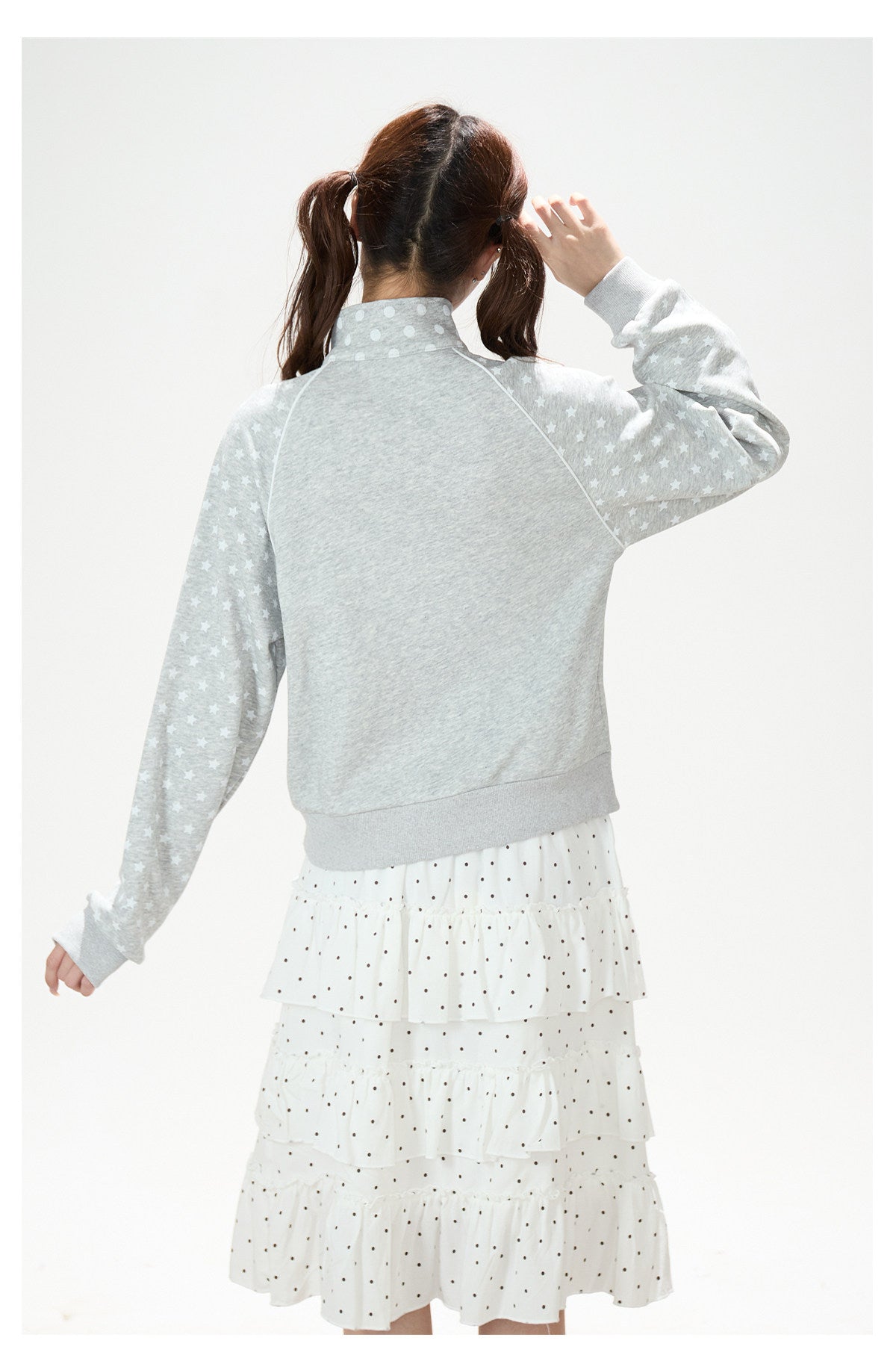 Polka-Dot Star Zip-Up Sweatshirt Jacket