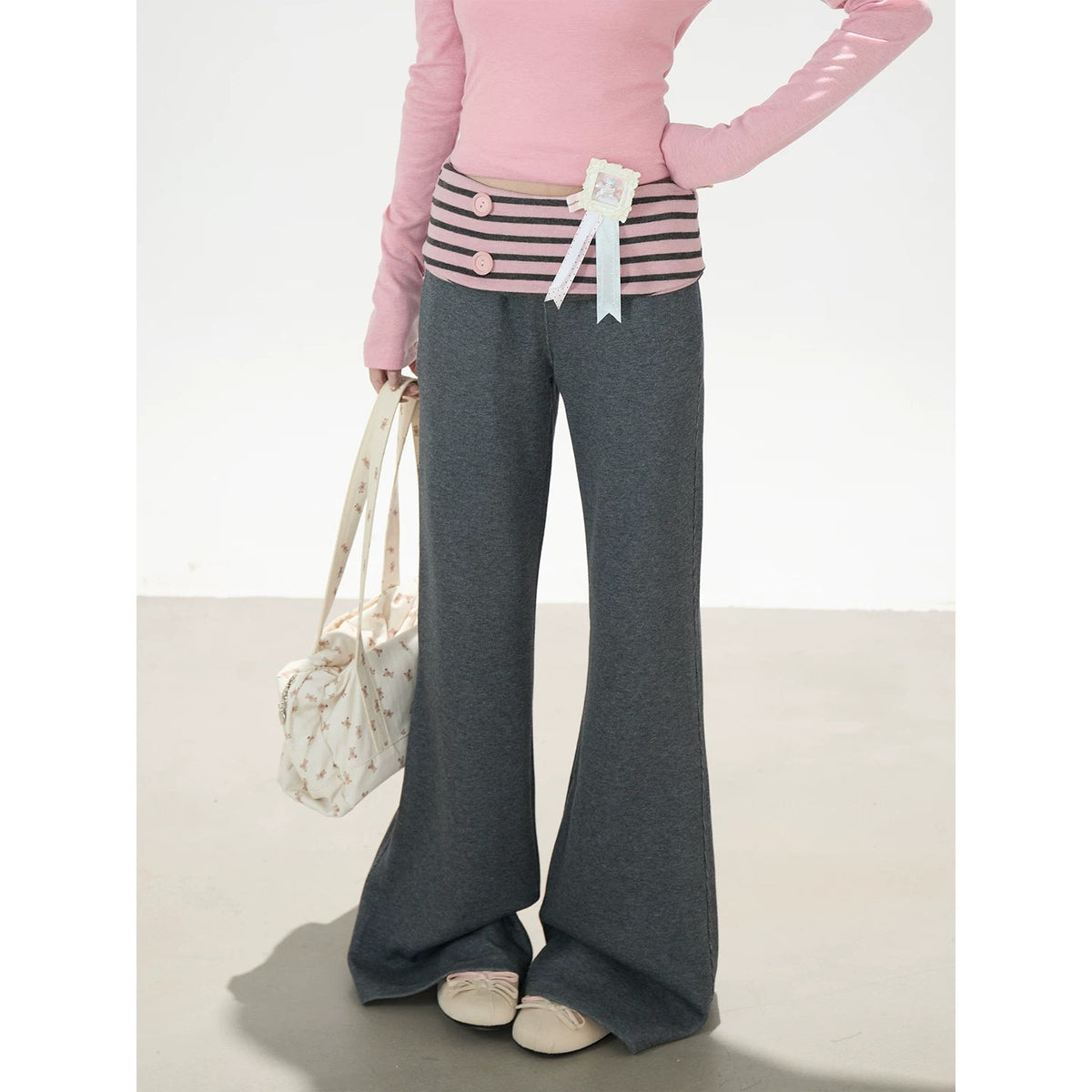 Striped Waist Flare Sweatpants