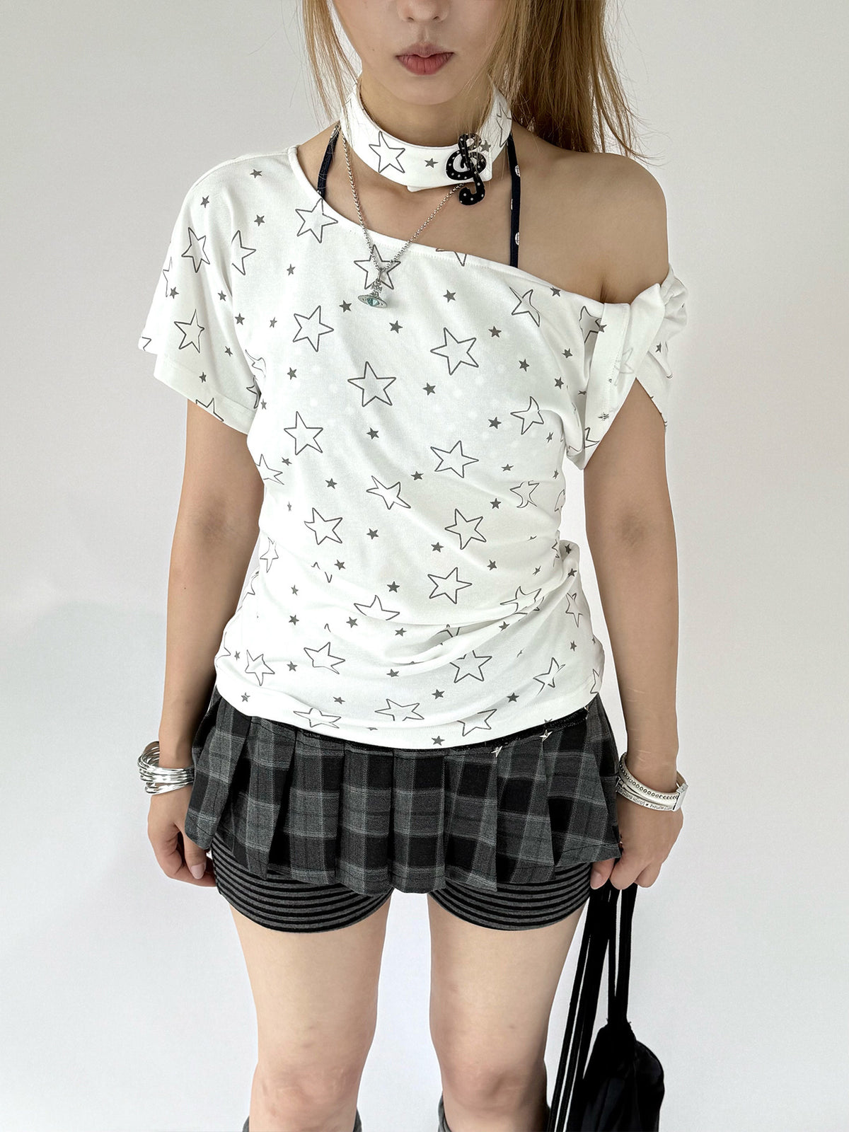 Plaid Pleated Layered Skort