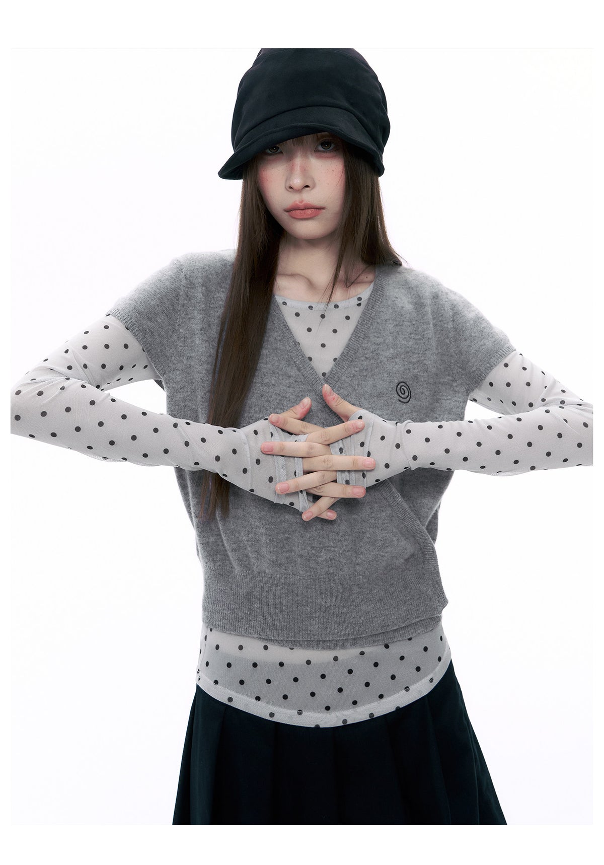 Wool Wrap-Tie V-Neck Knit Top