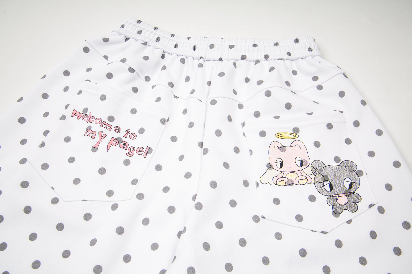 Pastel Doodle Polka Dot Wide-Leg Pants